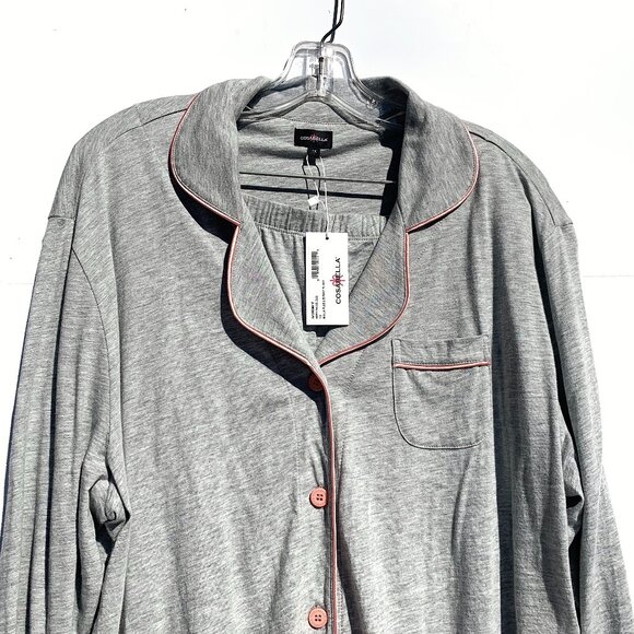 Women’s New Cosabella Bella Long Sleeve Pajama Set, Grey/Pink, 1X NWT - Picture 4 of 14